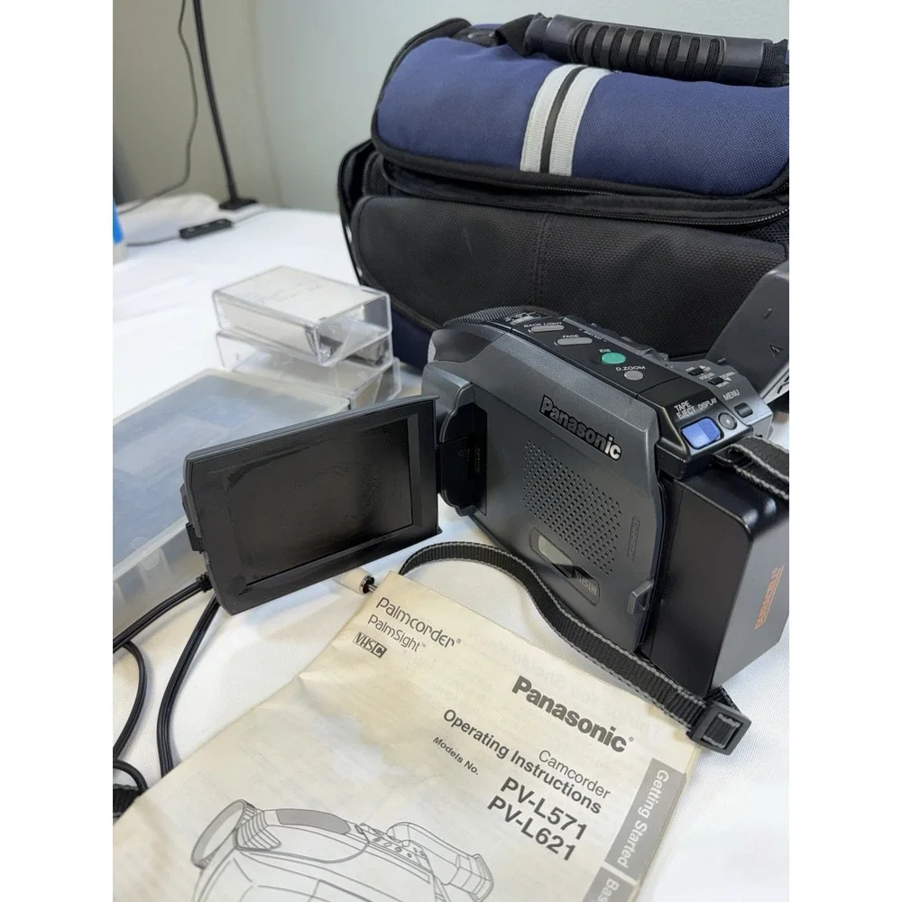 Panasonic Palmcorder PV-L571 VHS-C Camcorder 20x/150x Zoom LCD EIS w/ Case